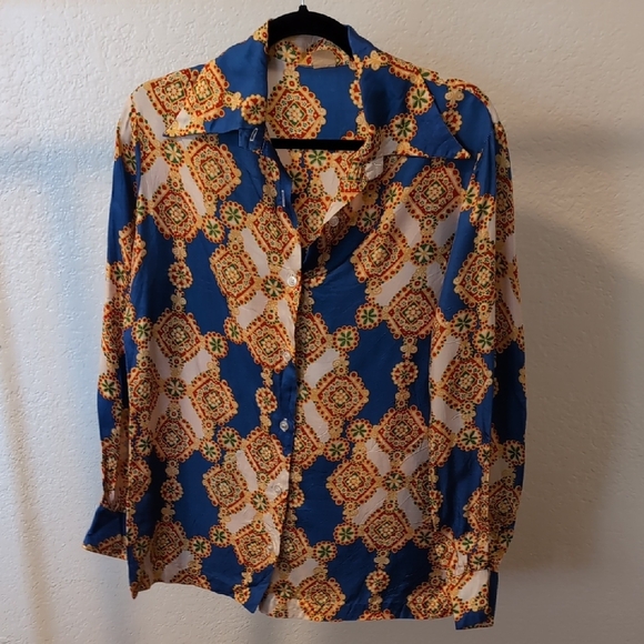 Tops | Vintage Patterned Buttonup Shirt | Poshmark
